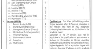 ARID Agriculture University Vacancies Rawalpindi
